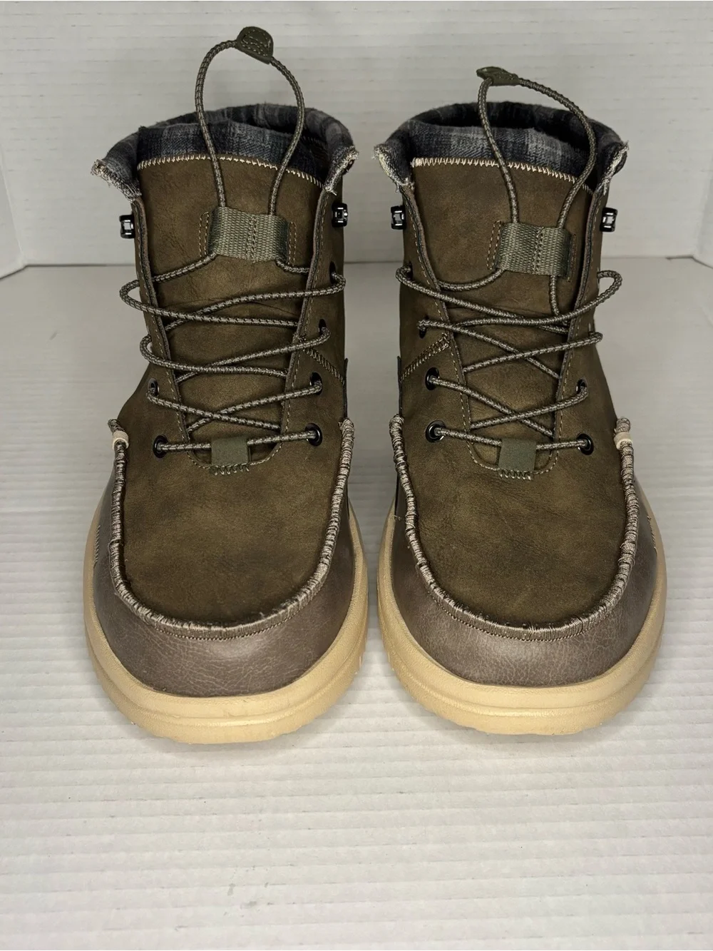Hey Dude Bradley Classic Walnut Brown Plaid Lined Chukka Boots Mens 13 42067-267